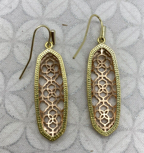 Kendra Scott Brenna Earrings in Rose Gold Filigree Gold tone logo used drop - Picture 3 of 7