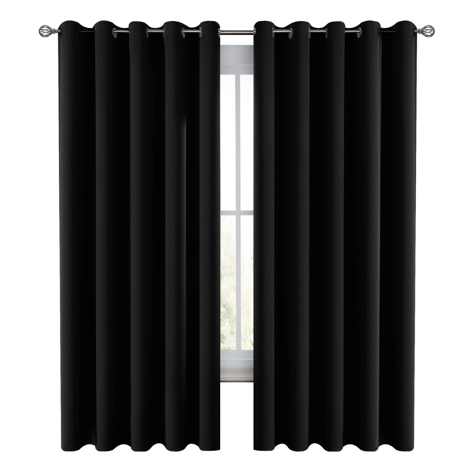 Pair of Blackout Curtains Eyelet Ring Top Ready Made Thick Thermal Curtain Set Review