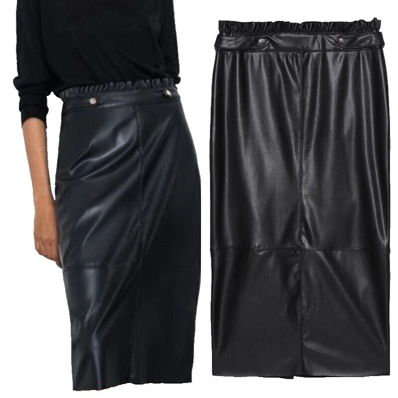 Cuero sintético Zara sólida recta y Faldas Lápiz para Mujeres