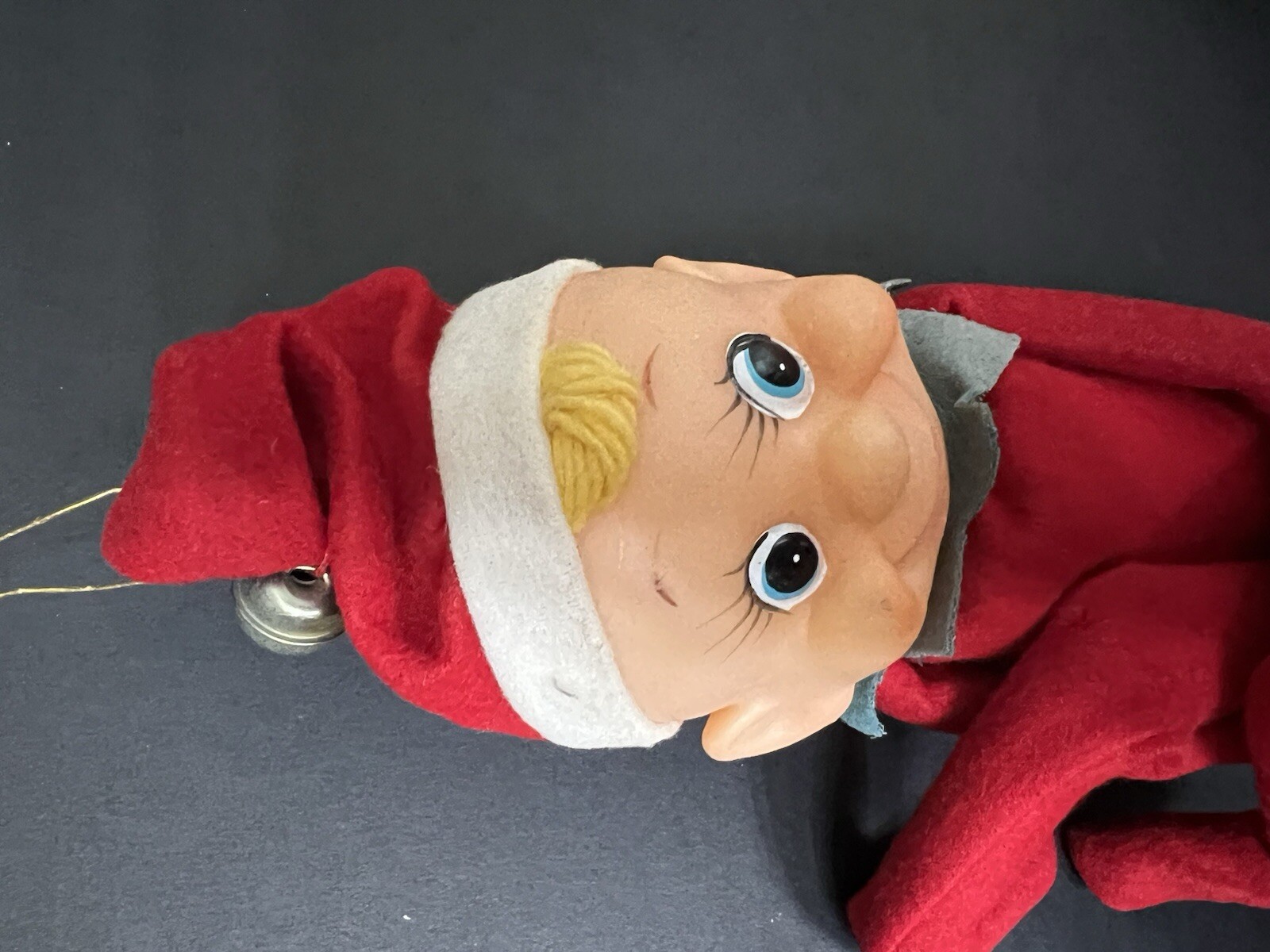 Rare 1950s-60s Vintage Japan Pixie Elf Knee Hugger Red Felt With White Gloves