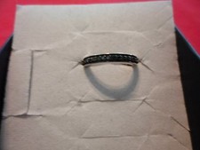 Pave Set Blue Diamond Anniversary Band Ring in 925 Sterling-Size 7-0.20 Carats