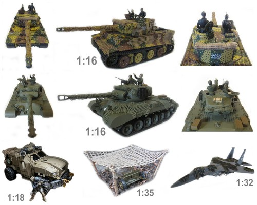 Militär Modell Tarnnetz Zubehör für Panzer und Kettenfahrzeuge 4 Farben 6 Größen - Bild 2 von 16