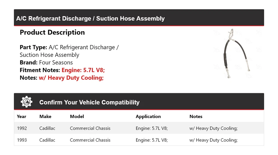 1992-93 Cadillac Commercial Chassis Discharge/Suction Line Hose Assy 4 Seasons - Image 2 of 4