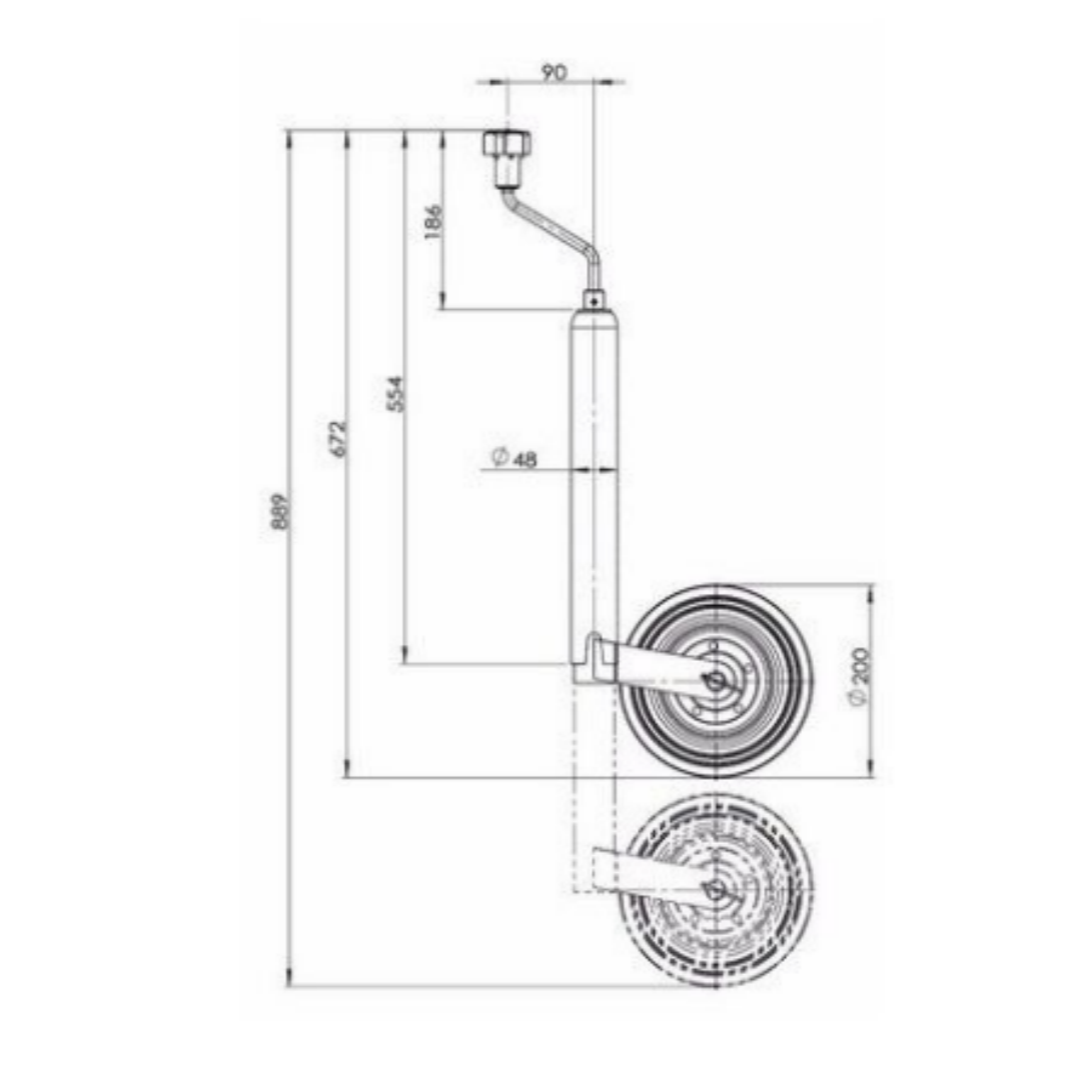 New Heavy Duty Caravan Jockey Wheel & Clamp 48MM Trailer Plastic Rim