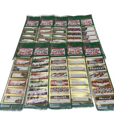 10 Packs Vintage Christmas Gift Tag Labels Variety Self Adhesive 240 Merry Cheer