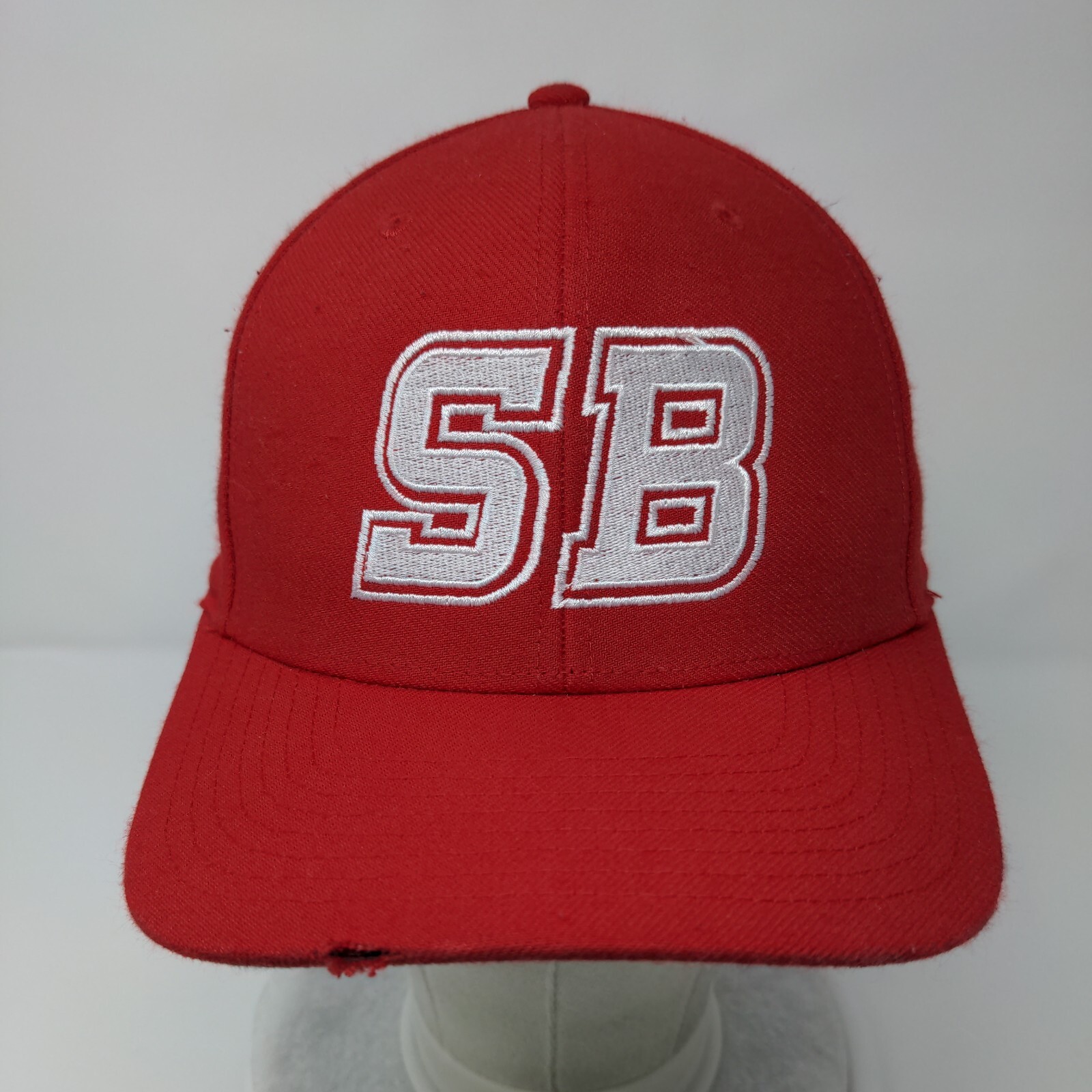 SB Strapback Hat Red Medium-Large Embroidered Let… - image 2