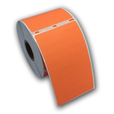 6 RJS Orange Shipping Labels, 2 5/16'' x 4'', Raptor Compatible w/DYMO 30256 