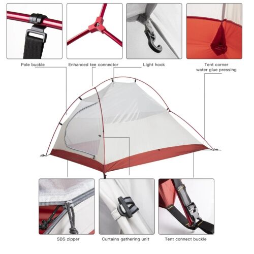 Ultralight 2-Person Camping Tent 20D Nylon Waterproof For Hiking Backpacking - Picture 2 of 14