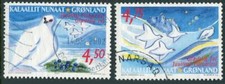 Greenland 390-391,used. Christmas 2001.Grouse,Berries,Mountain.