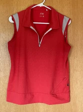 Nivo Sleeveless Golf Polo Shirt Women's Sz Large Orange 1/4 Zip Tennis