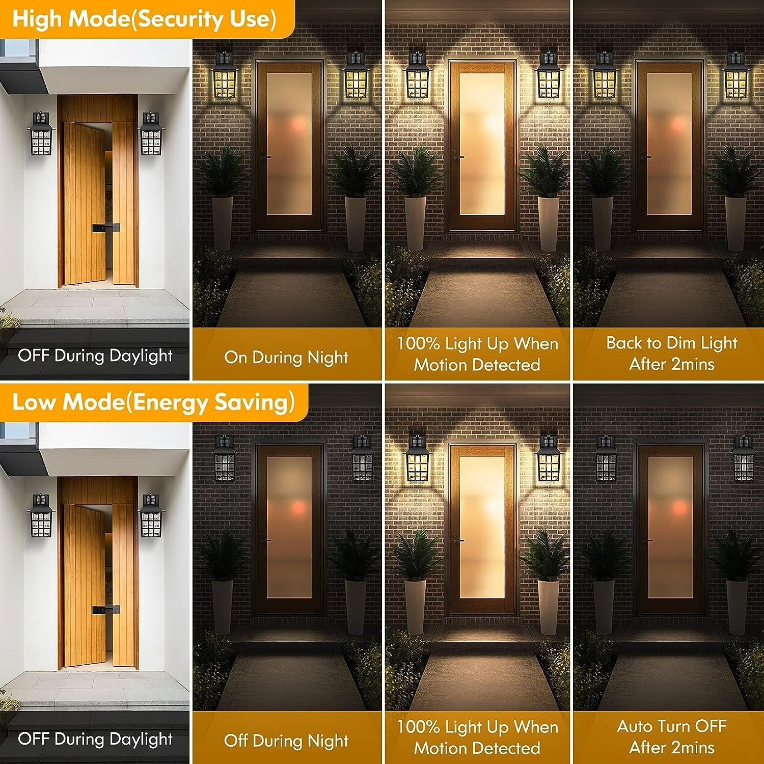 2Pack Motion Sensor Outdoor Lights, Upgrade Dusk to Dawn Exterior