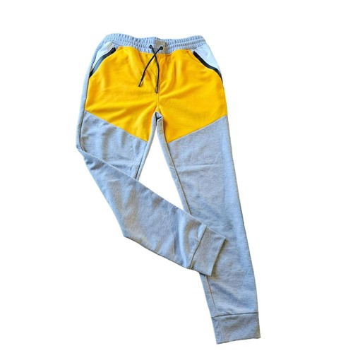 White Tag NWT Joggers Sweatpants Drawstring Cuff Pants Men's Size L Gray Gold