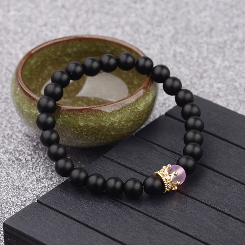 Lava Stone with Crown Queen and King Matching Couple Bracelets Set for Men Women - Picture 20 of 70