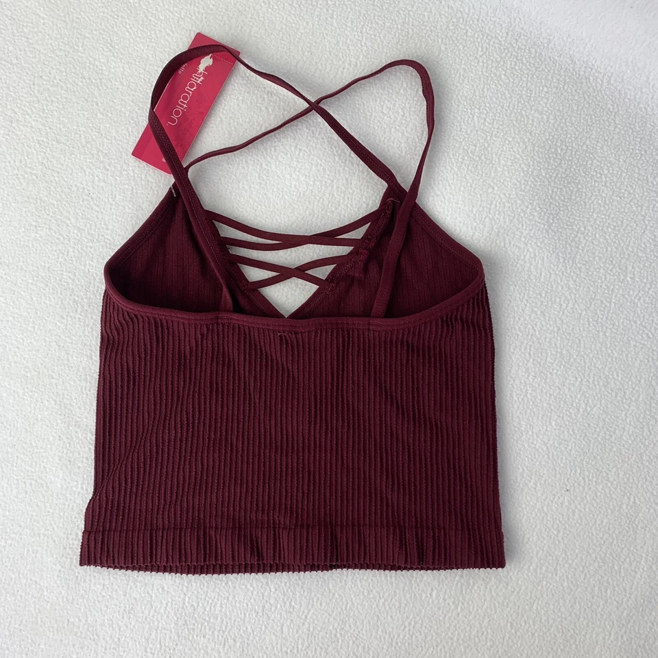 Bralette rojo borgoña acanalado con tiras sin alambre Xhilaration XS nuevo con etiquetas Foto 4 de 4