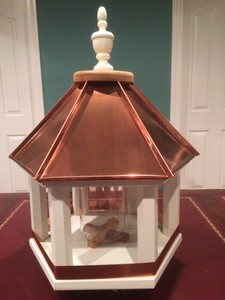 Custom Made Hand Crafted Bird Feeder Unique Copper Roof