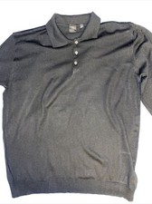 Saks Fifth Avenue Sweater Sz XL 1/4 Button 75 Extra Fine Merino Wool Black