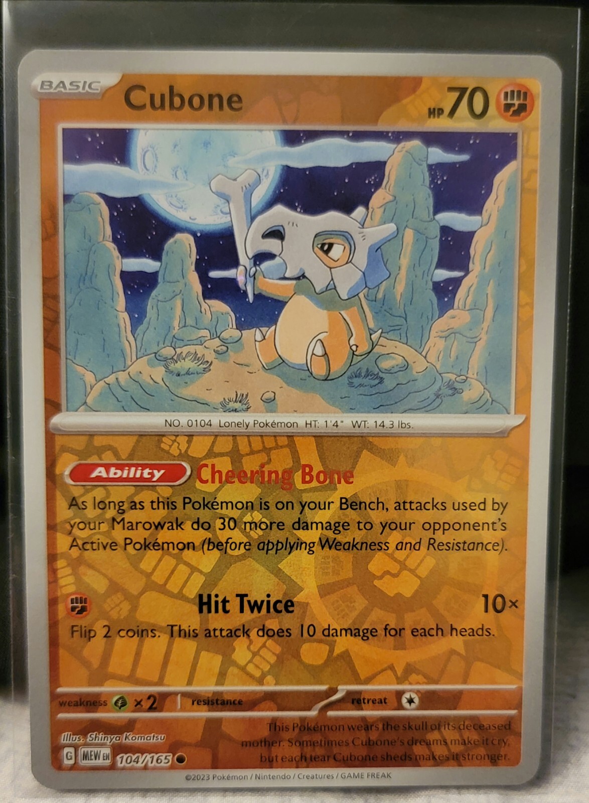Pokemon TCG Card Cubone 104/165 Scarlet & Violet 151 Reverse Holo NM
