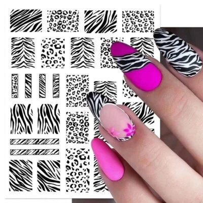 Nail Art Stickers Decals Animal Leopard Print Zebra French Manicure Mani (2272)