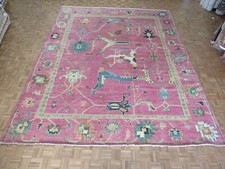 12'3 x 15'3 Hand Knotted Hot Pink Funky Oushak Oriental Rug Heriz G9349