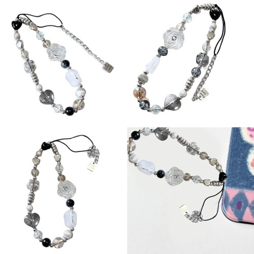 Versatile Use Rose Flower Bead Phone Chain Hand Straps Stylish Bag Ornament - Zdjęcie 2 z 8