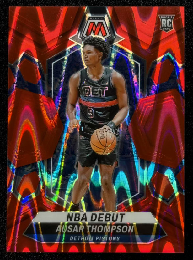 Ausar Thompson 2023-24 Panini Mosaic 191/299 Tectonic Red NBA Debut RC #262