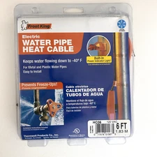 Frost King 6' Electric Water Pipe Heat Cable HC06 Built In Power Indicator Light