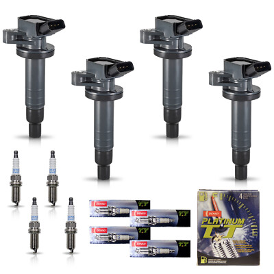 4 Ignition Coil & 4 Denso Platinum Spark Plug for 1999-2008 Toyota Corolla 1.8L