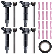 Set of 4 Ignition Coils Pack and Female Connector Plug Harness Pigtail with T...