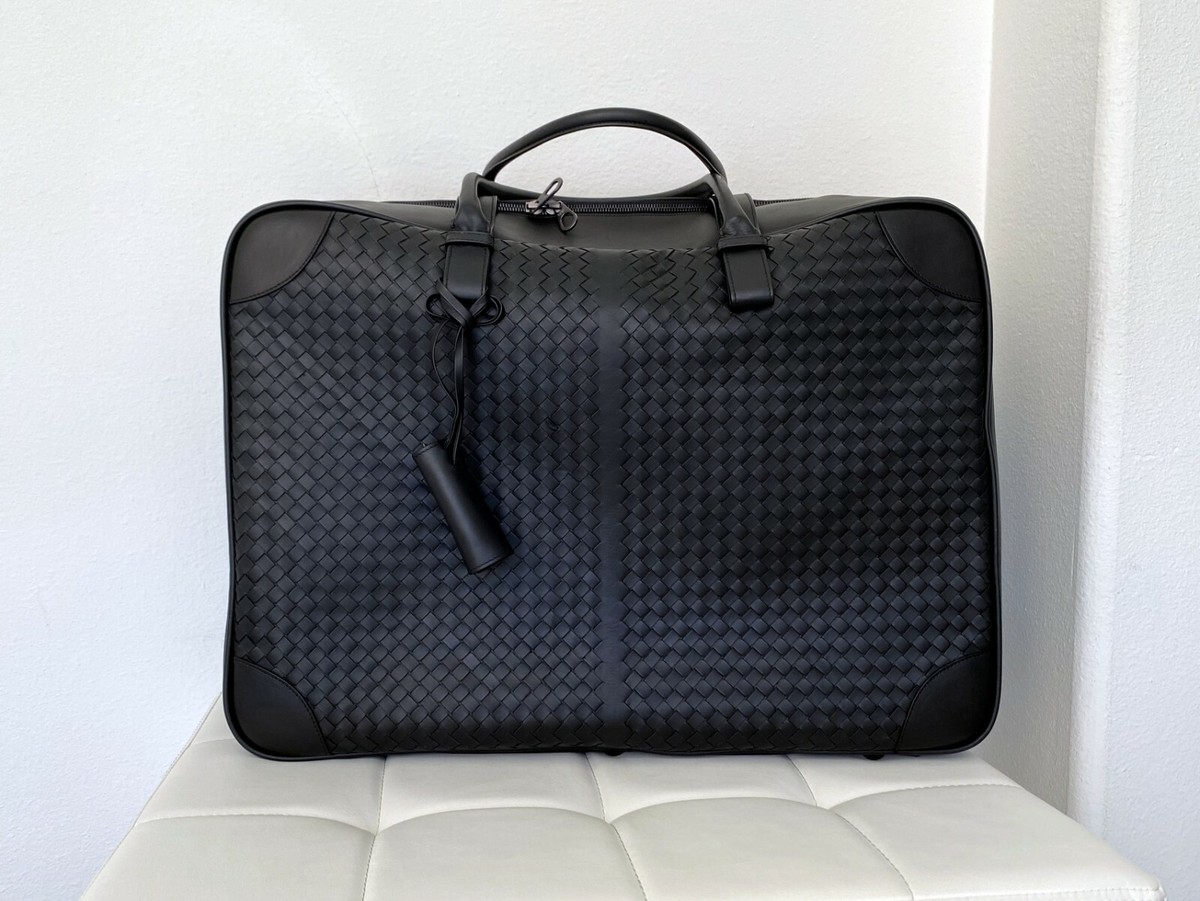 NEW! BOTTEGA VENETA Black Leather Carry-on Weekend Bag Duffle