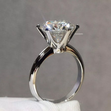 3Ct Round Lab-Created Diamond Solitaire Engagement Ring 14K White Gold Plated