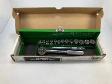 SK Tools 94516 3/8" 15pc Metric Chrome 6 Point Socket Set Metal Case USA Made