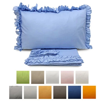 Set Lenzuola Renato Balestra Cotone Matrimoniale Federe con Volant JOLLY