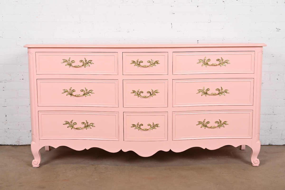 Kindel Furniture French Provincial Louis XV Pink Lacquered Dresser,  Refinished | eBay