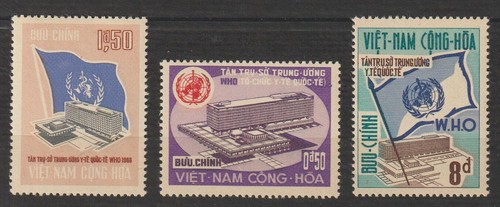 South Vietnam Stamps WHO Building, Geneva & Flag Scott # 291-293 MNH - 第 1/1 張圖片