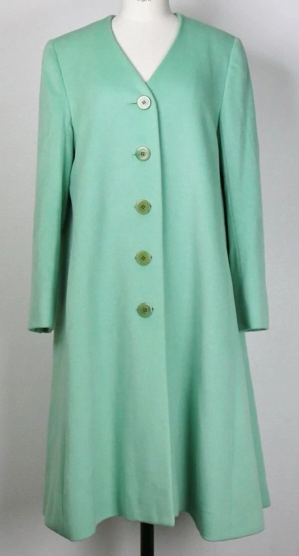 Cappotto CELINE vintage bel colore lana angora cashmere senza colletto taglia 38 donna