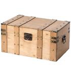 Storage Trunk Natural Small Sistressed Wooden Style Metal Handles Farmhouse