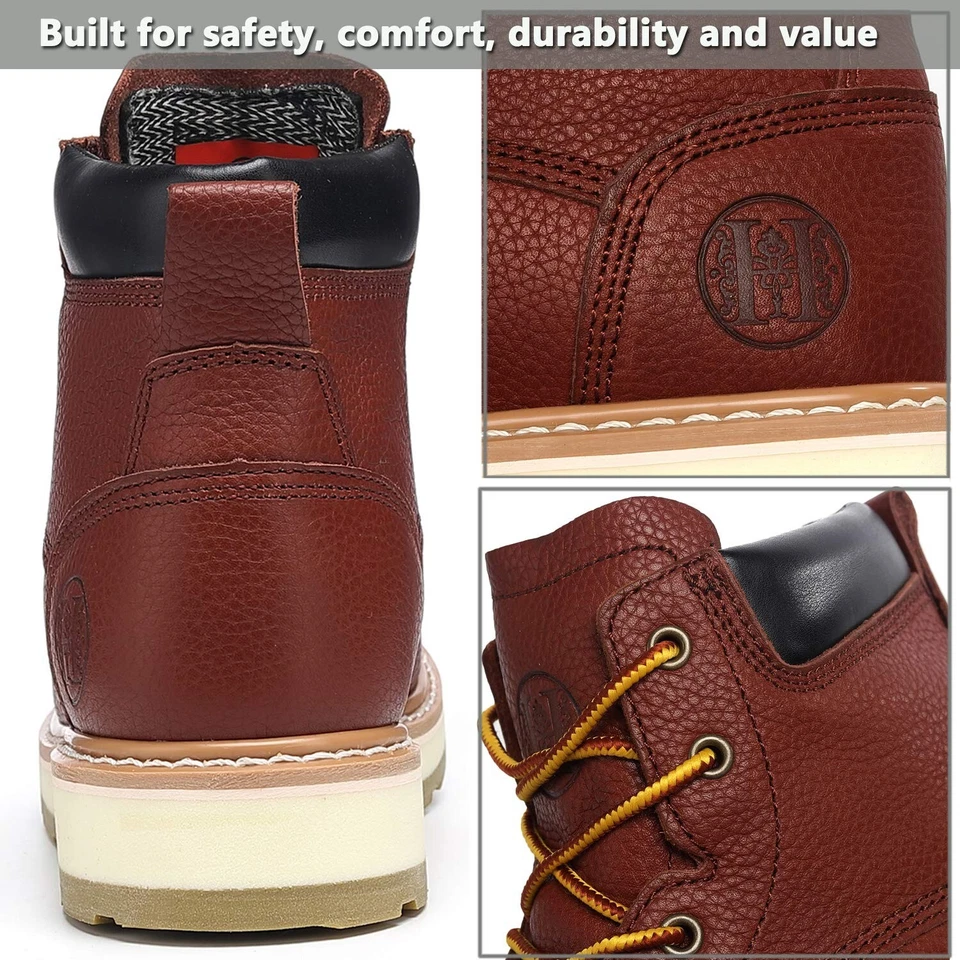 Botas de trabajo para hombre - 6" punta suave/compuesta antideslizante a prueba de pinchazos zapatos Foto 4 de 4