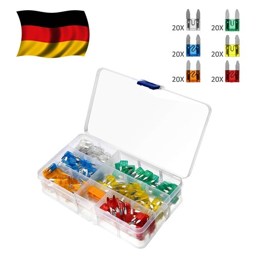 120X KFZ MINI-Flachsicherungen Sortiment 5-30A Auto Motorrad Sicherungen Set DE