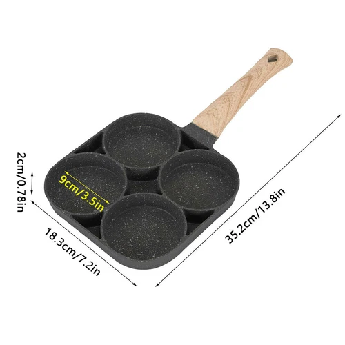 4 Loch Pfannkuchen Pfanne Spiegelei Eierpfanne Lochpfanne Bratpfanne Pancake DE - Bild 2 von 12