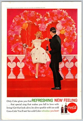 Coca-Cola Romantic Heart Refreshing New Feeling Zing! c.1962 Advertisement, A1