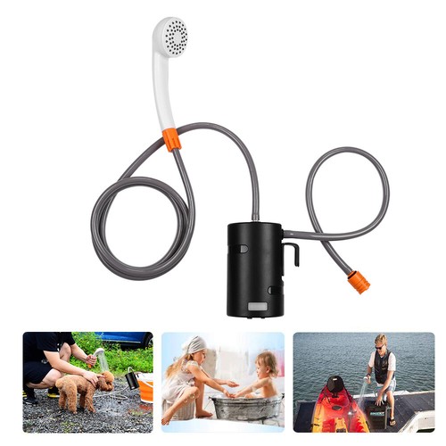 Outdoor Camp Shower USB Rechargeable 2 Flow Mode Fit Hiking Flower Kits Black