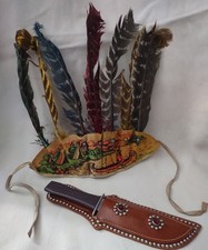 Vintage 1937 Lone Ranger  Tonto Headdress with Toy and Leather Sheath Set