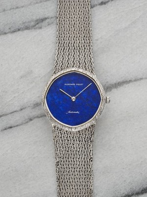 Vintage Audemars Piguet 14720BC White Gold Auto Lapis Lazuli Dial 31mm