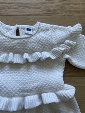 White Ruffled Janie and Jack Cotton/ Wool Dress Size 3 Girls Holiday Christmas