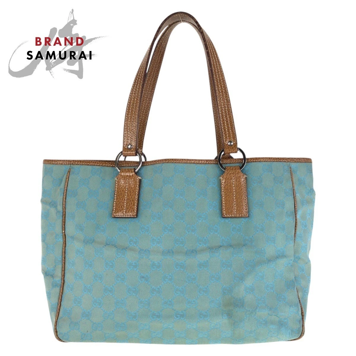 Gucci — GUCCI Light Blue Brown GG Canvas Leather 113017 Tote Bag Shoulder Bag Ladies 600