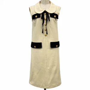 5app0099 Robe femme Gucci ivoire sans manches XS Bon état avec saleté sur ba