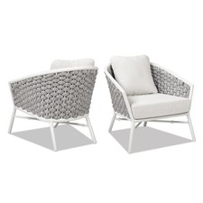 Rowan 30.5 Rope Barrel Back Patio Accent Arm Chair Set of 2 Optic White