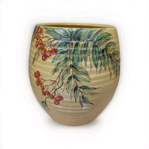 Bauer Los Angeles  Painted Pottery Ringware Chinese Yellow Cookie Jar Signed EUC