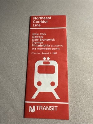 1982 New Jersey NJ Transit Northeast Corridor Line Eisenbahn Fahrplan NYC
