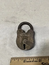 Vintage Chopps & Co Cast Iron Padlock No Key DBL Strike Engraving Antique Lock